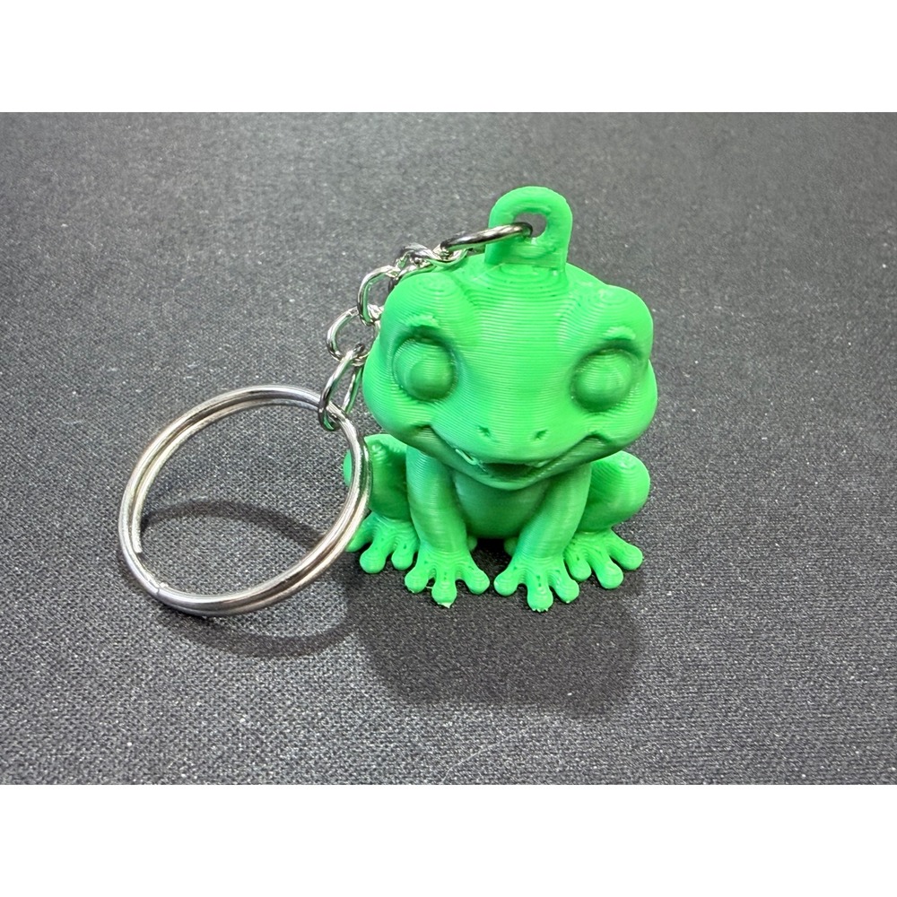 Green 3D Printed Frog Keychain Whimsical Animal Charm Bag Accessory